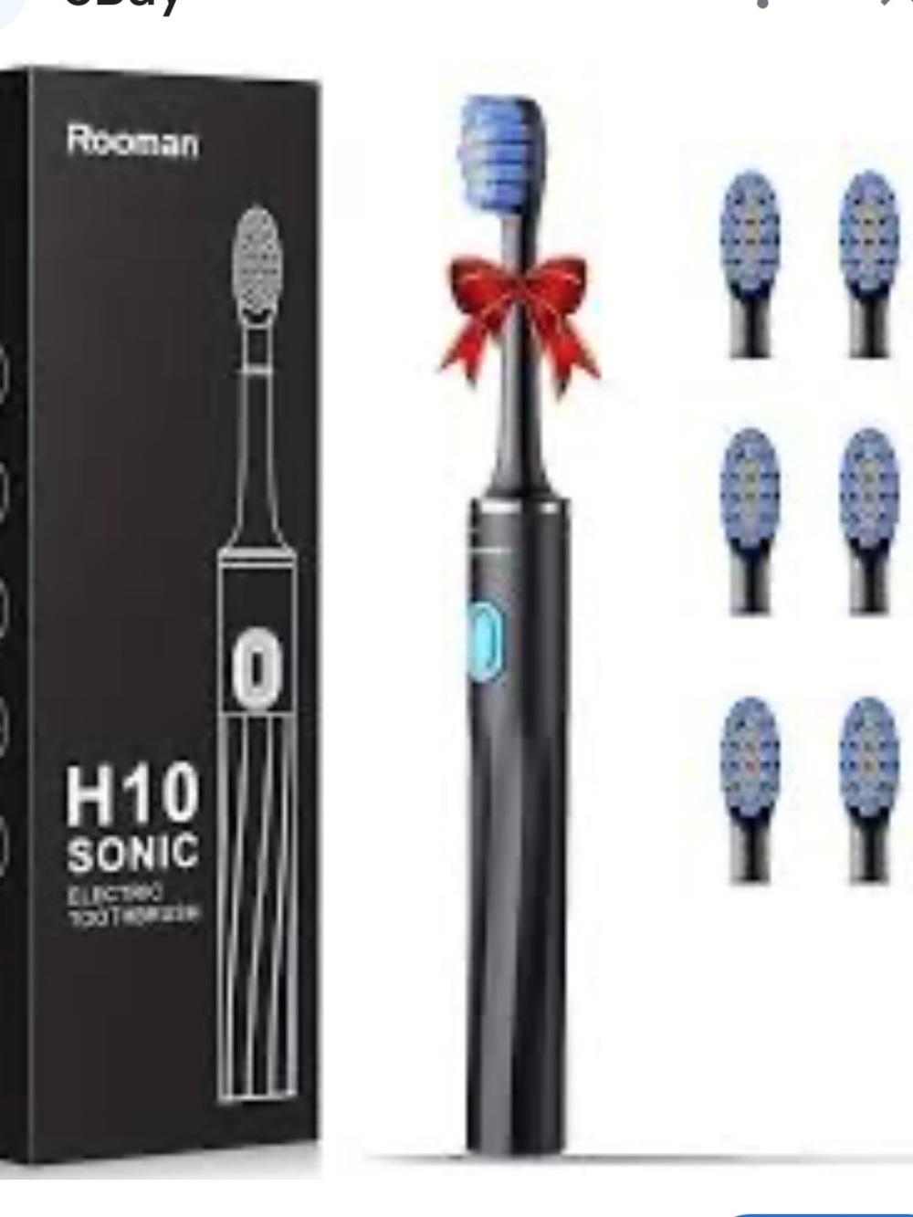 Black Electric Toothbrush with Blue Brush Heads - Picture 1 of 2